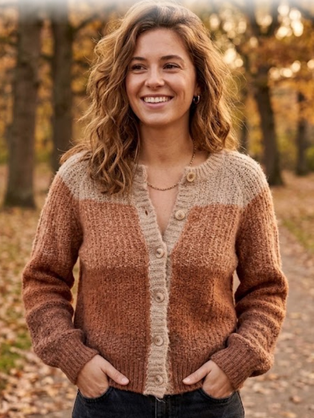 Sunday Edition Ombre Rust & Beige Button-Front Cardigan Sweater